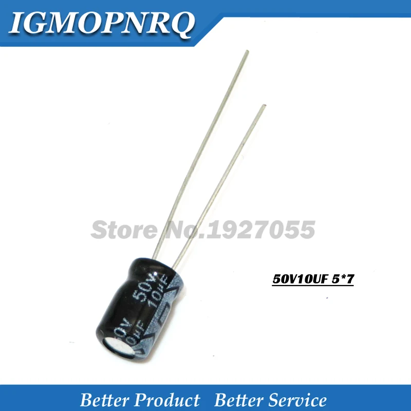 50PCS 50V10UF 5*7mm 10UF 50V 5mm*7mm Aluminum electrolytic capacitor 50V-10UF