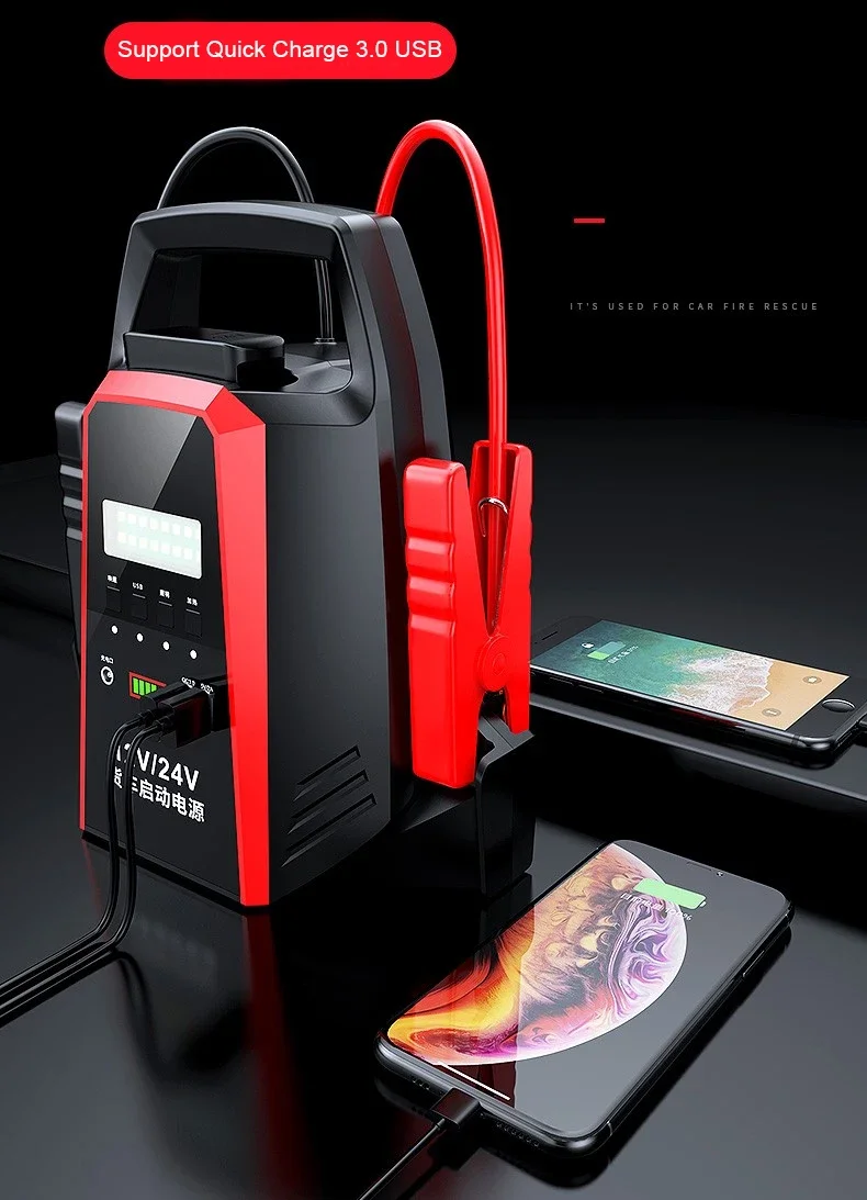 

【HOT】car battery jump starter portable 12v 24v 86400mAH box 1600A 17L 750HP power pack