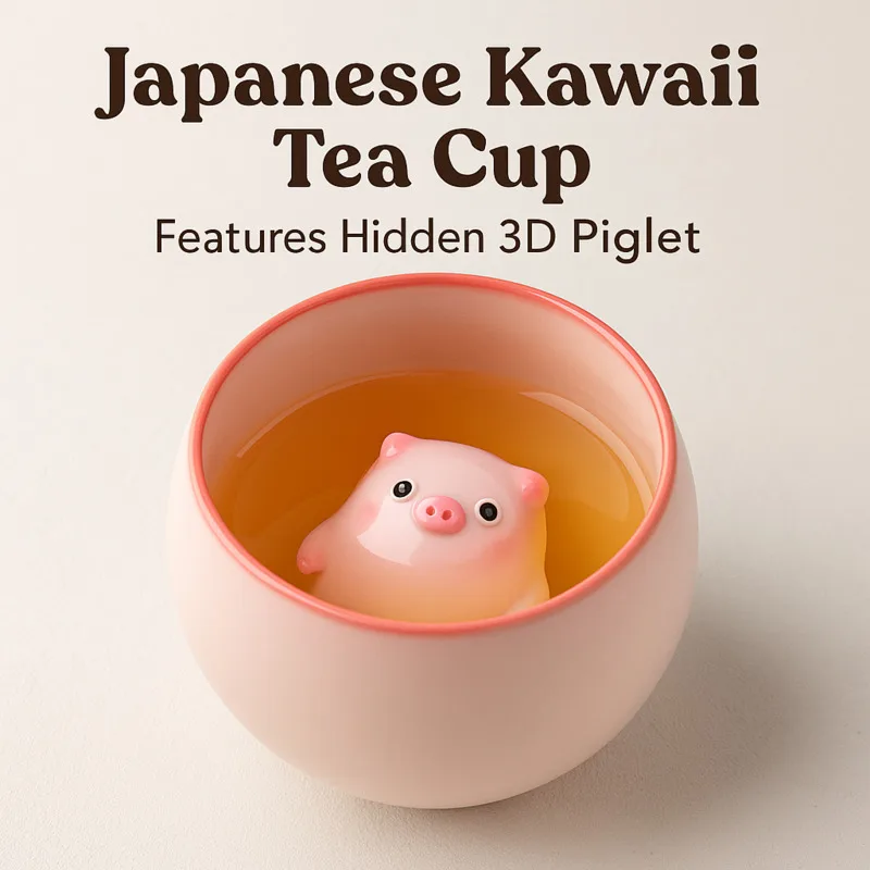 

Ceramic Tea Cup With Cute Pig Inside, Funny Bubble Spitting Pig Bottom Teacup For Espresso, Water, Creative Gift Mug