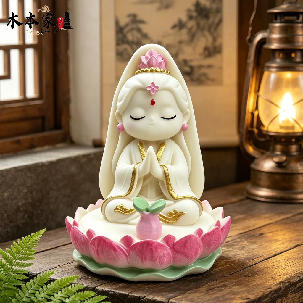 Sandalwood Incense Stick Holder Buddha Figurine Living Room Tea Table Decor Indoor Tea Ceremony Craft Ornament