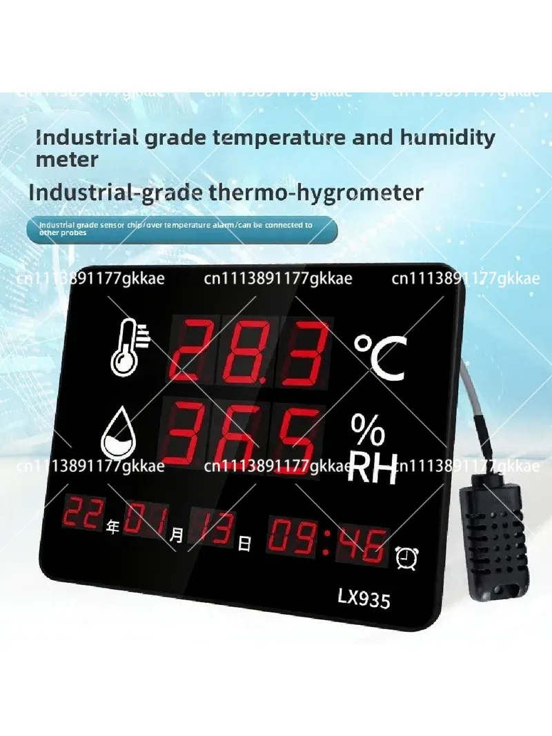 Industrial Digital Display Thermometer with Large Screen for Warehouse Greenhouse Time Monitoring
