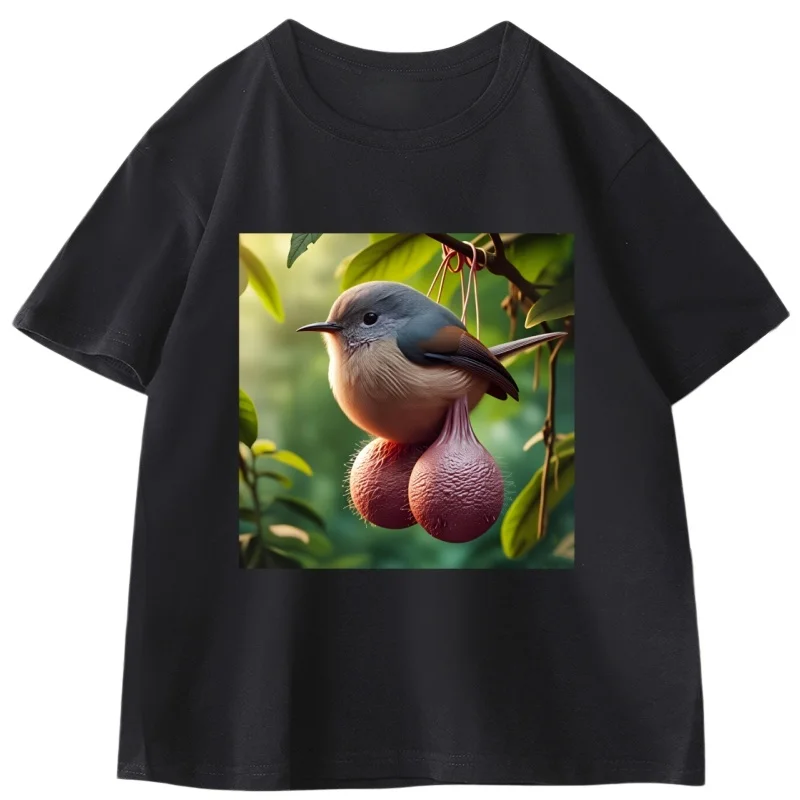 Ball Bird Gag Hoodie Men Women Fun Round-Neck Loose Short-Sleeve T-Shirt Streetwear Casual High-Quality T-Shirt Y2k Ins Clothes