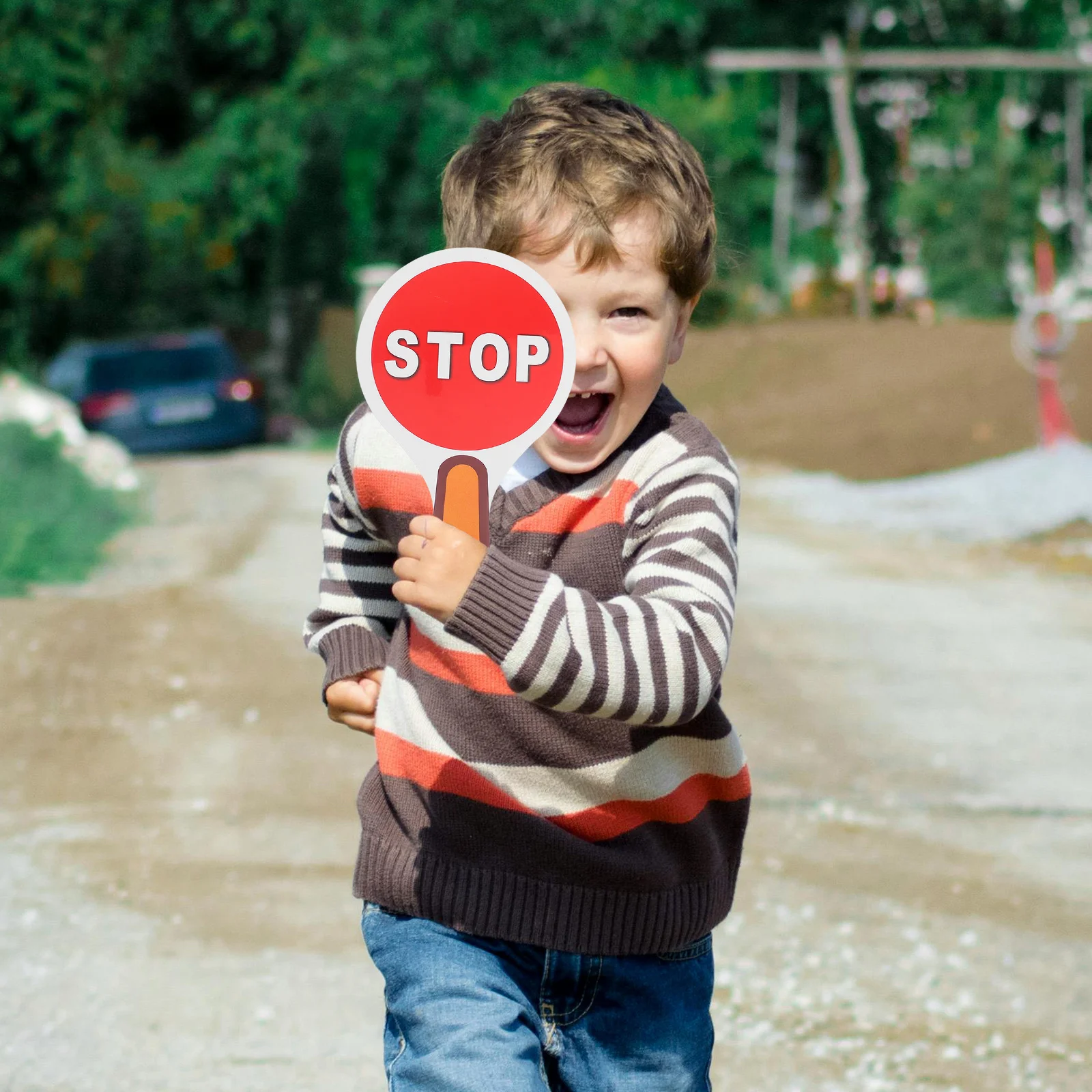 

2Pcs Doublesided Handheld Signal Sign Traffic Control Paddle Durable Portable for Kids Safety Education Red Green