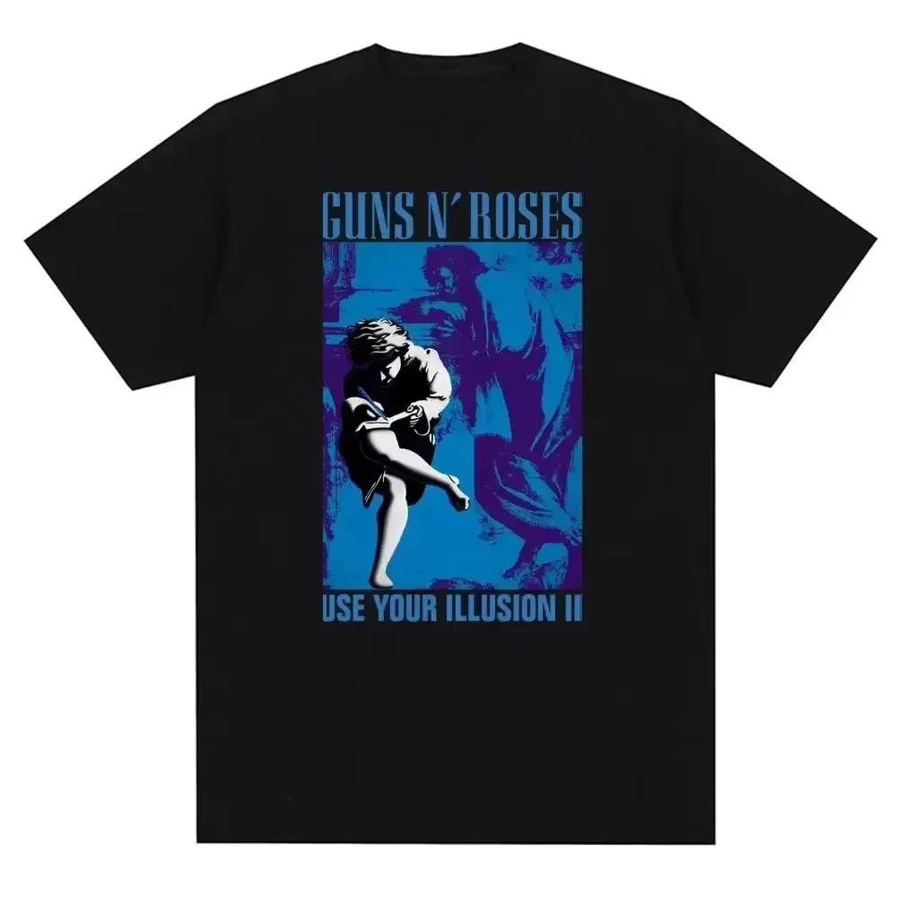 Guns N Roses Graphic Print T Shirt Vintage Rock Band Streetwear Fashion Crew Neck T Shirt Men's Clothing Women's Summer T-shirt