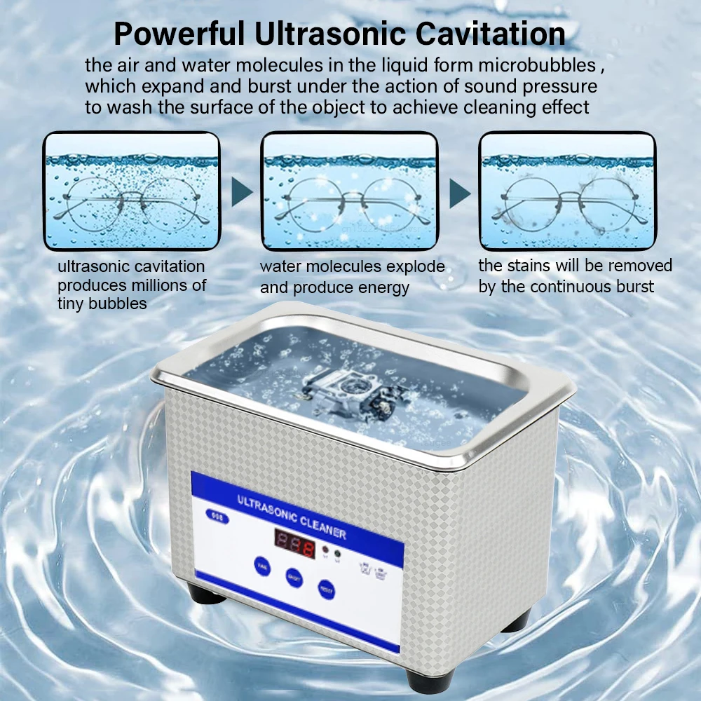 Ultrasonic Cleaner 800ml Ultrasound Glasses Cleaner 40KHZ High Frequency Ultrasonic Washing Bath for Jewelry Glasses Cleaning35W