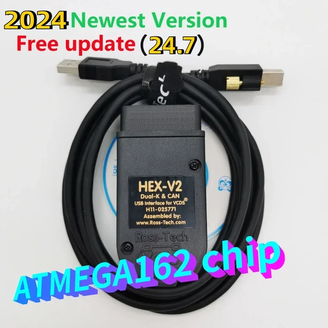 2024 HEX-V2 VCDS VAG COM 24.7 VAGCOM 23.11 VCDS HEX V2 USB Interface FOR VW  AUDI Skoda Seat Unlimited VINs For 1996-2017