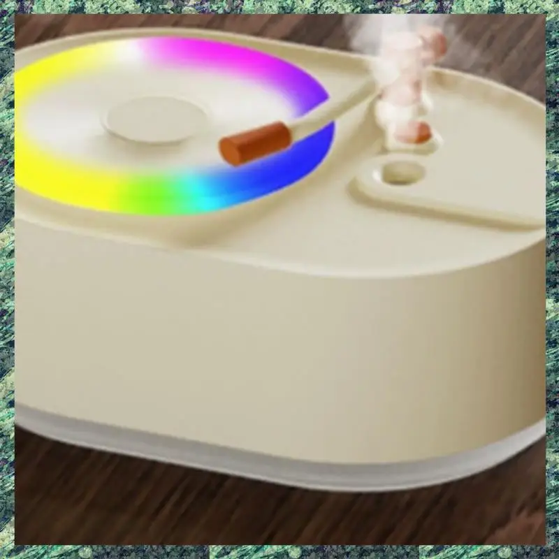 SCLS Pemutar Rekaman Retro Portabel USB Mini Pelembap Udara Kabut Dingin Penyebar Aroma Minyak Esensial dengan Led