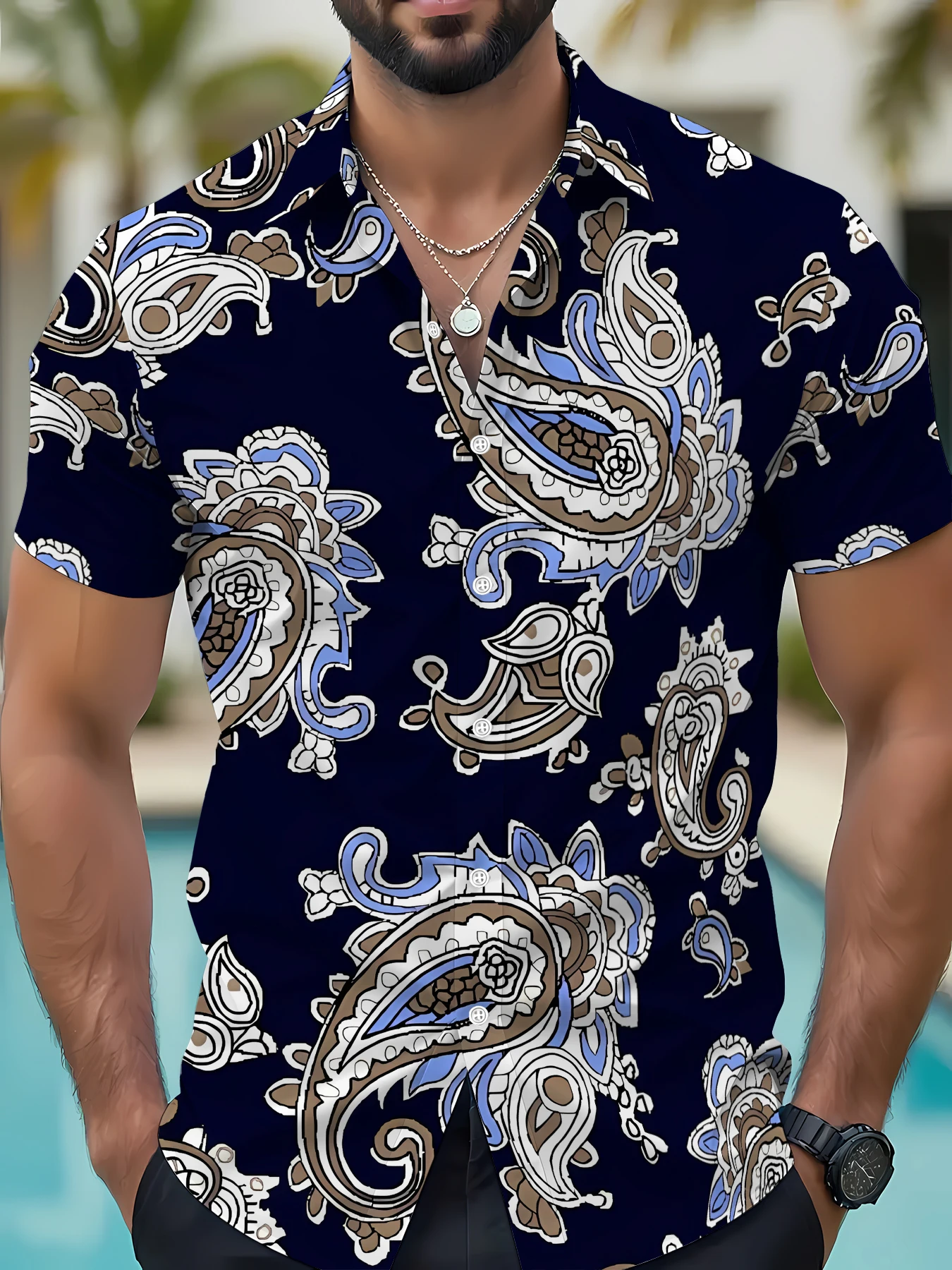 2026 Summer Men's Shirt - 3D Printed Design Breathable and Sweat-Wicking Casual and Fashionable Men's Clothing