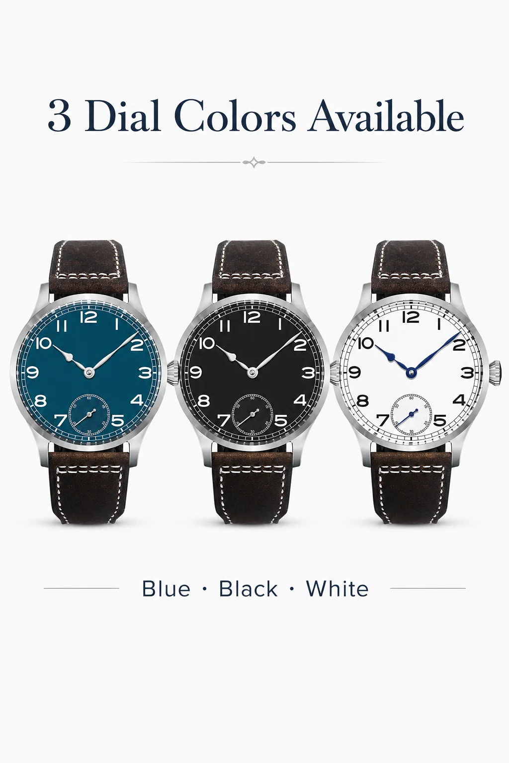 CORGEUT ST3621 Mechanische Handaufzugsuhr für Herren 42mm Saphirglas Vintage Pilotenuhr 316L Stahl Lederarmband Kleine Sekunde – Detail 2