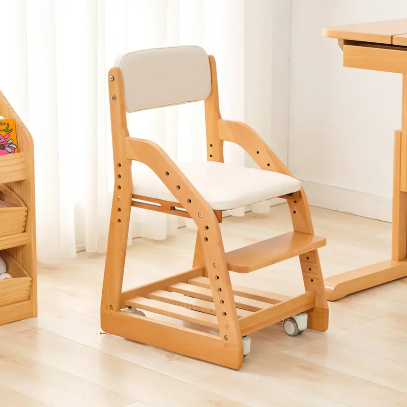 School Furniture Child Designer Girl Children's Study Wooden Room Auxiliary Chairs Kids Safety Silla Infantil Seats Growing JGY