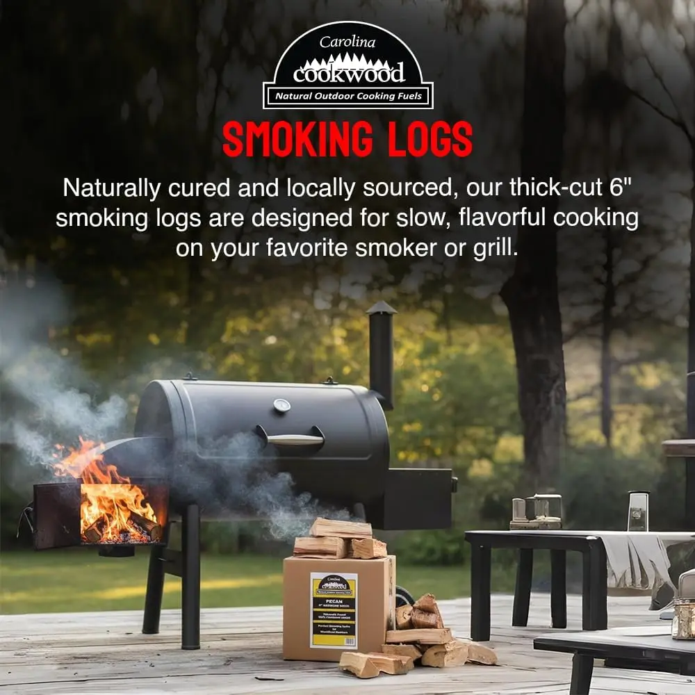 Smoking Wood Mini Splits, 6-Inch Hickory Logs for Ovens & Grills, USA Made, 12-17 lbs.