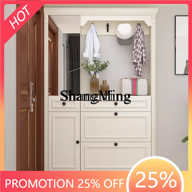 

SM solid wood ultra-thin tipping bucket shoe cabinet household high-end simple wind hanger