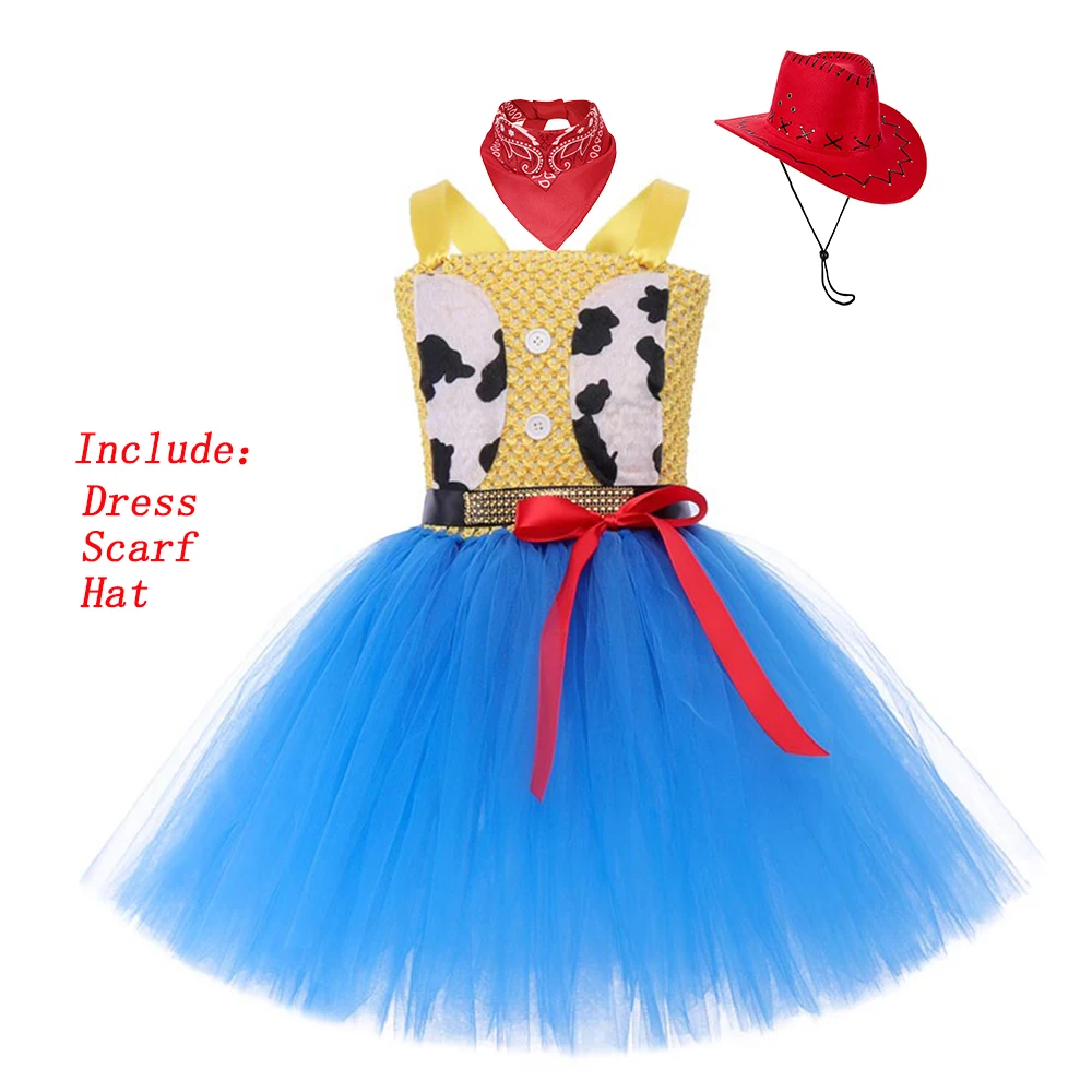 Halloween Toy Story Girls Jessie Dress Up Birthday Party Cowgirl Cowboy Western Hat Scarf Fancy Toddler Kids Masquerade Costume view 5
