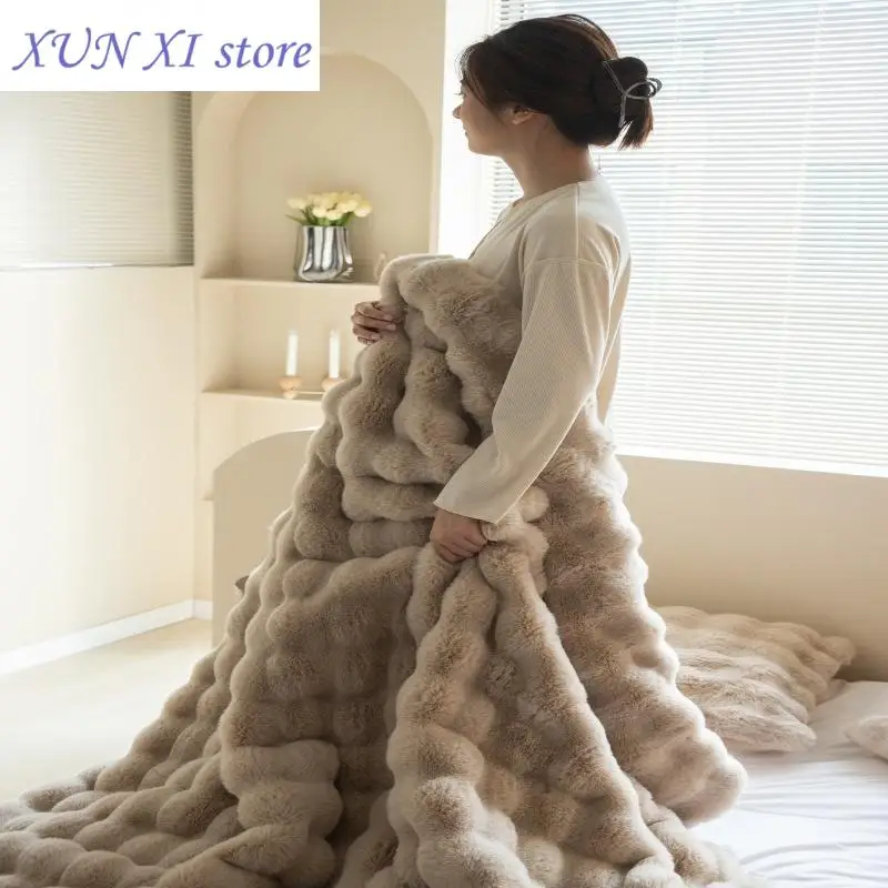 

New Luxury Tuscan Imitation Fur Blanket for Winter Warmth Super Comfortable Bed Blankets High-end Warm Winter Blanket for Sofa