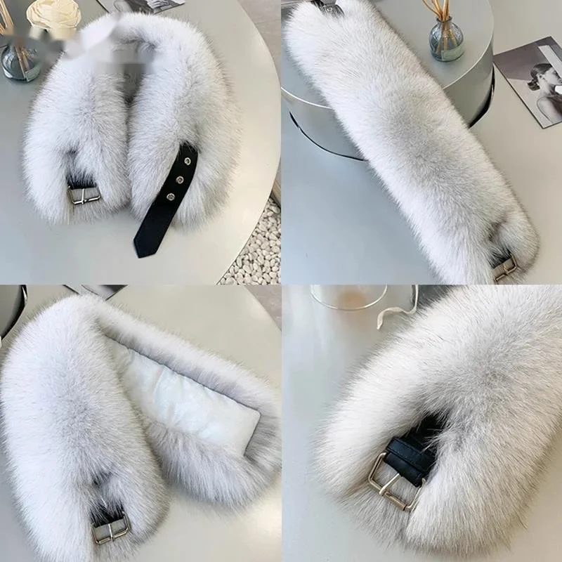 

Real Fox Fur Collar Ladies Winter Furry Fox Fur Scarf Women 100% Natural Fur Scarf Women Warm Neck Short Scarf Shawl Winter