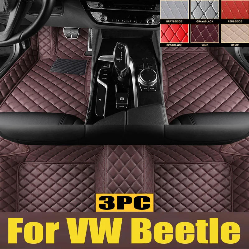 

Car Floor Mats For VW Beetle A5 2012~2018 The Main And Co-pilot Computer Box Leather Car Mats Car trunk mat