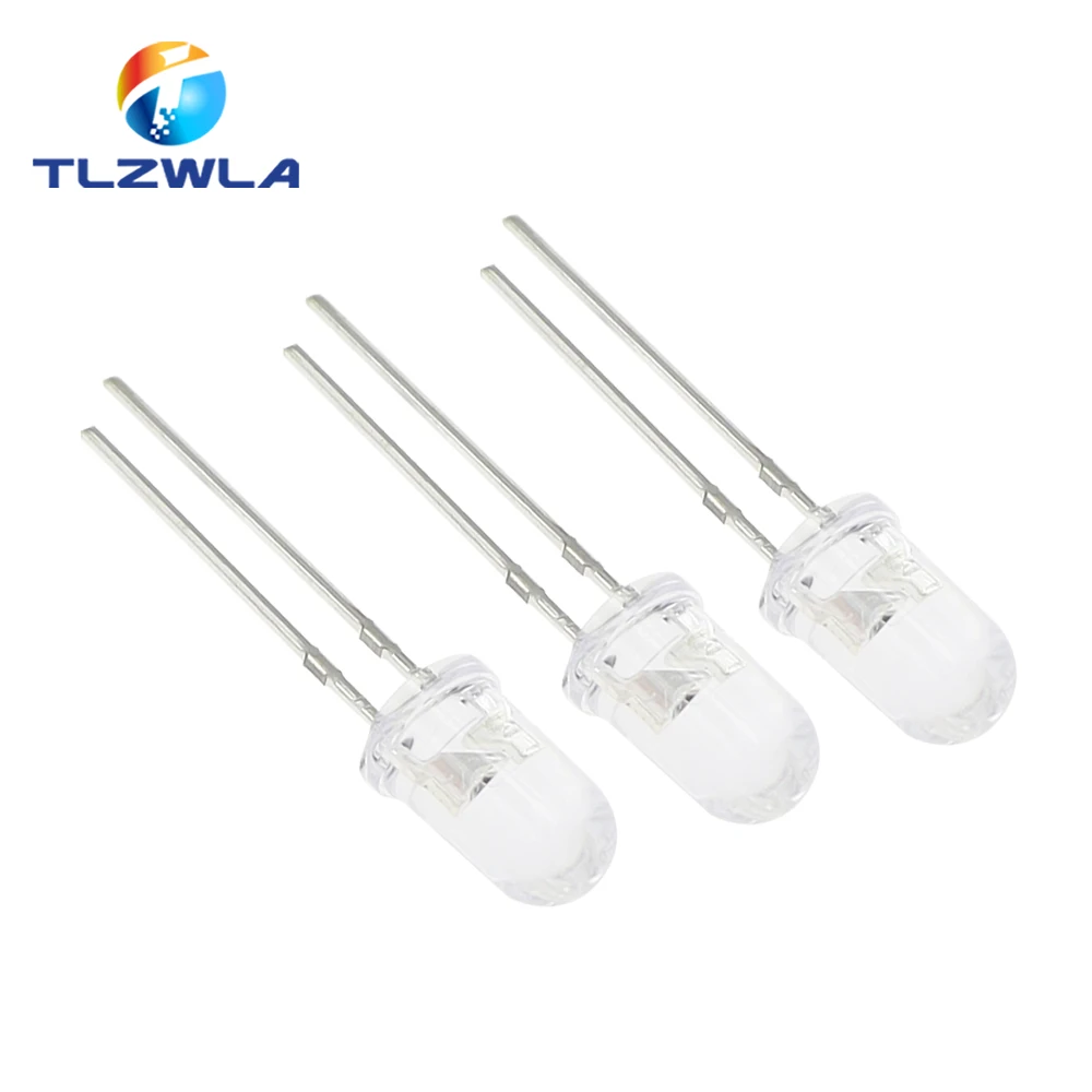 100PCS Transparent Round 5MM Super Bright Water Clear Green Red white Yellow Blue Light LED Bulbs Emitting Diode F5