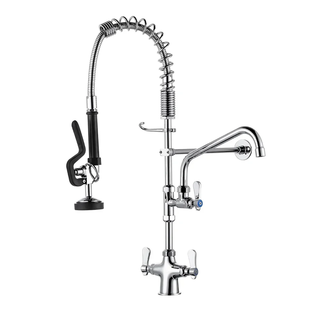 

Industrial Dishwash Faucets Commercial Kitchen Faucet with Pre-rinse Sprayer High Pressure Catering Pre Rinse Faucet