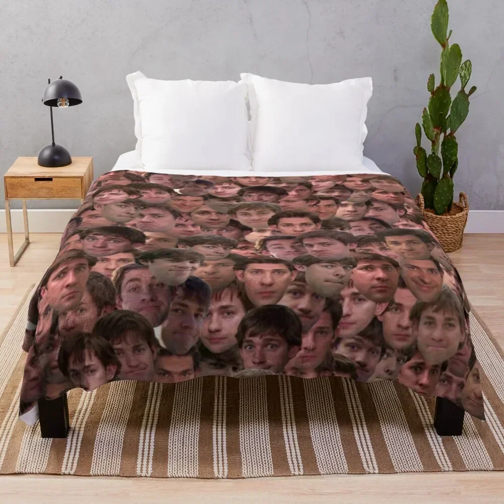 The Many Faces of Jim Halpert - Mashup Throw Blanket Thermals For Travel Retros Picnic Blankets