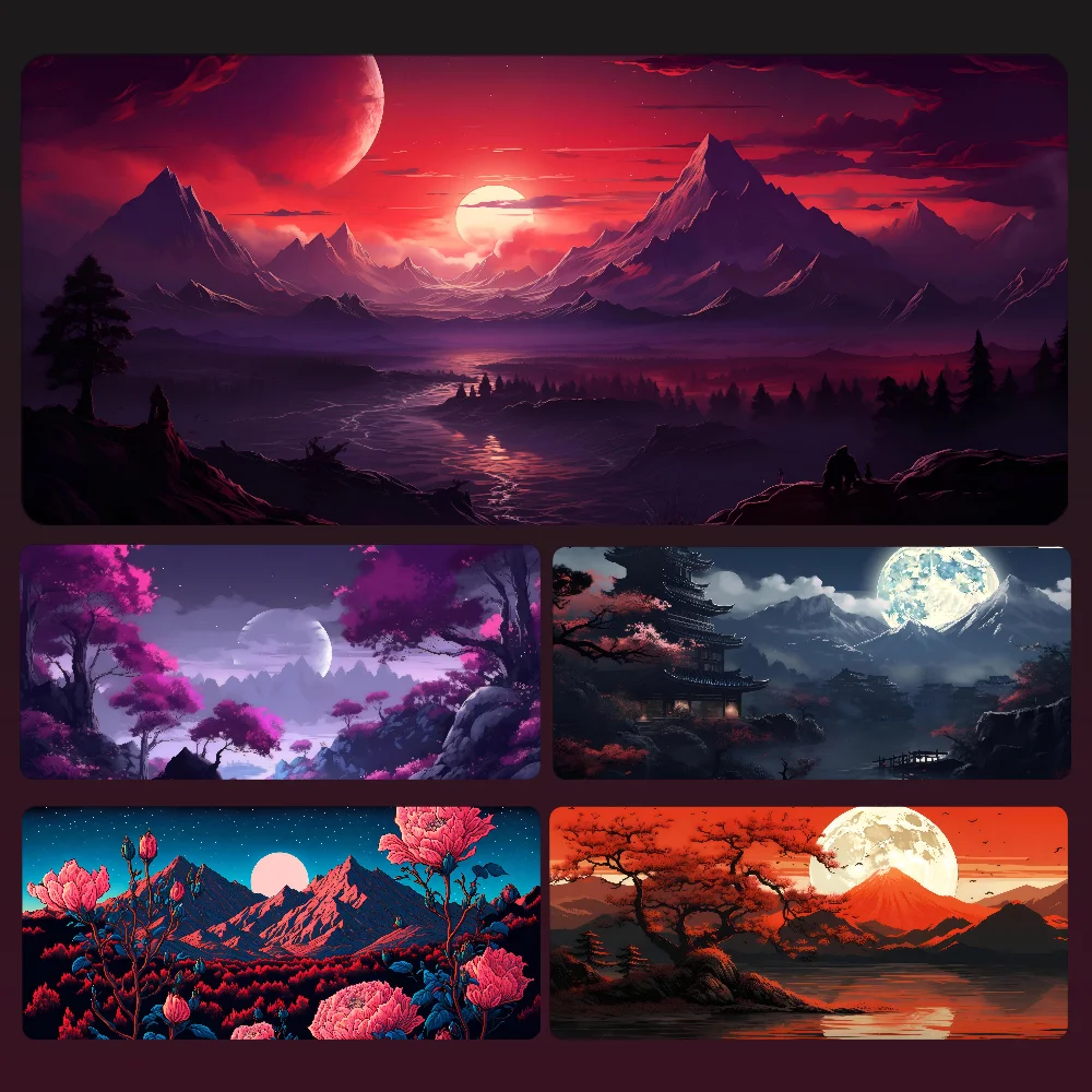 landscape mountain sunset cartoon   Mousepad Mouse Mat Desk Mat With Pad Gaming Accessories Prime Gaming XXL Keyboard Pad