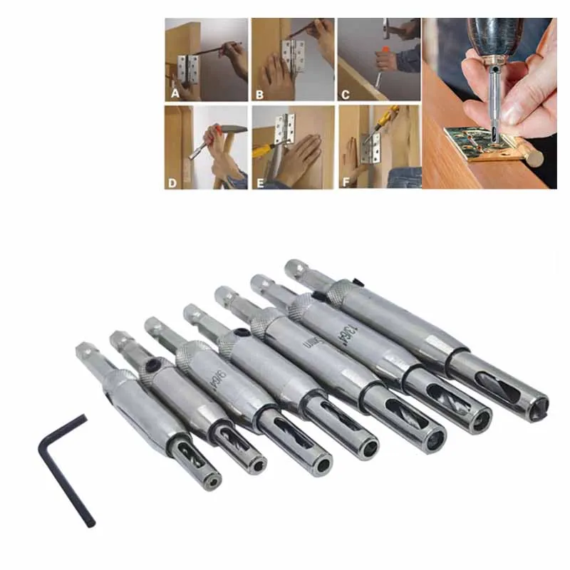 4/7/8Pcs HSS Self Centering Hinge Drill Bit Window Door Cabinet Hinge Locating Hole Cutter Woodworking Tool Center Drill Bit