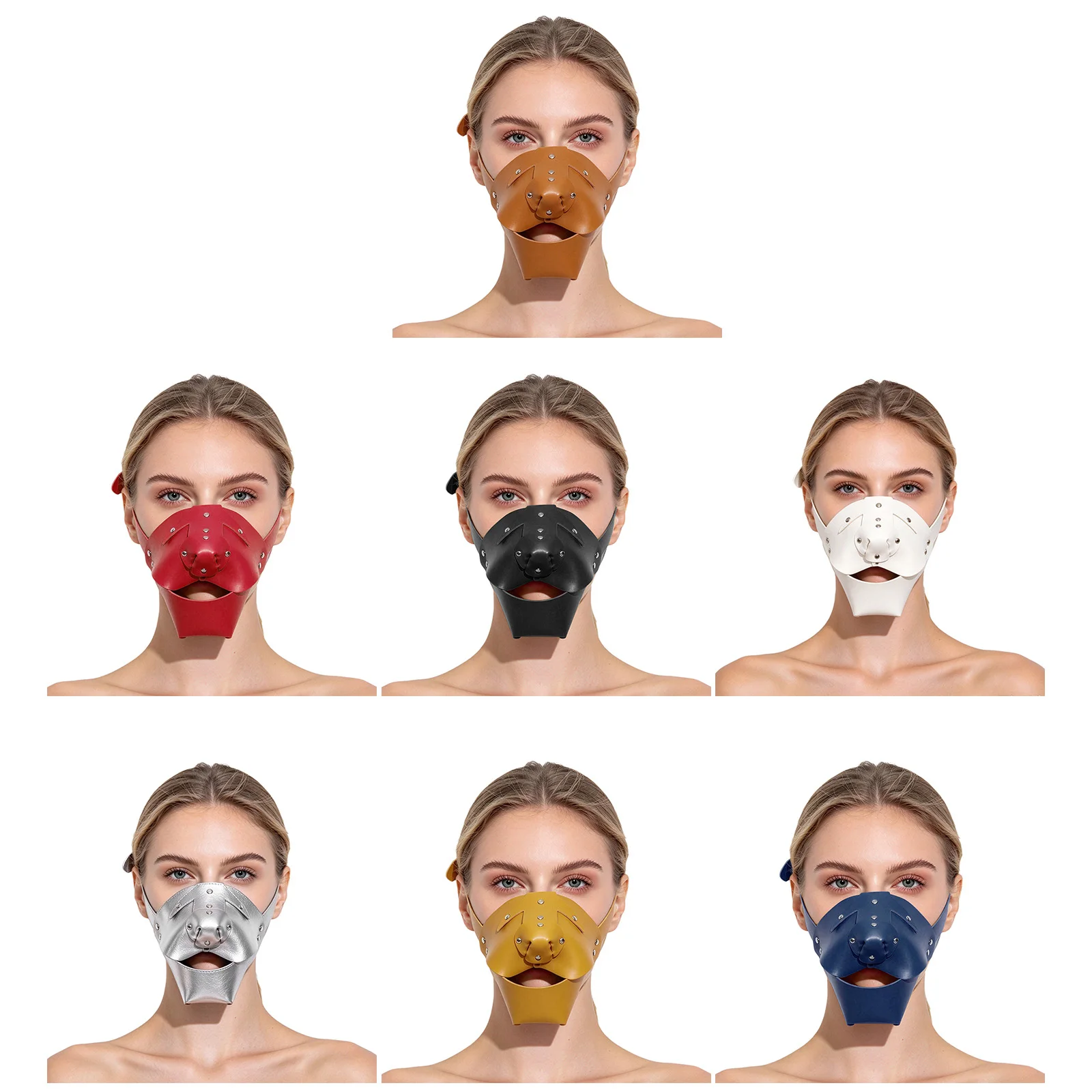 Adults Steampunk Style Irregular Faux Leather Mask with Adjustable Strap for Cosplay Halloween Party Stage Performance