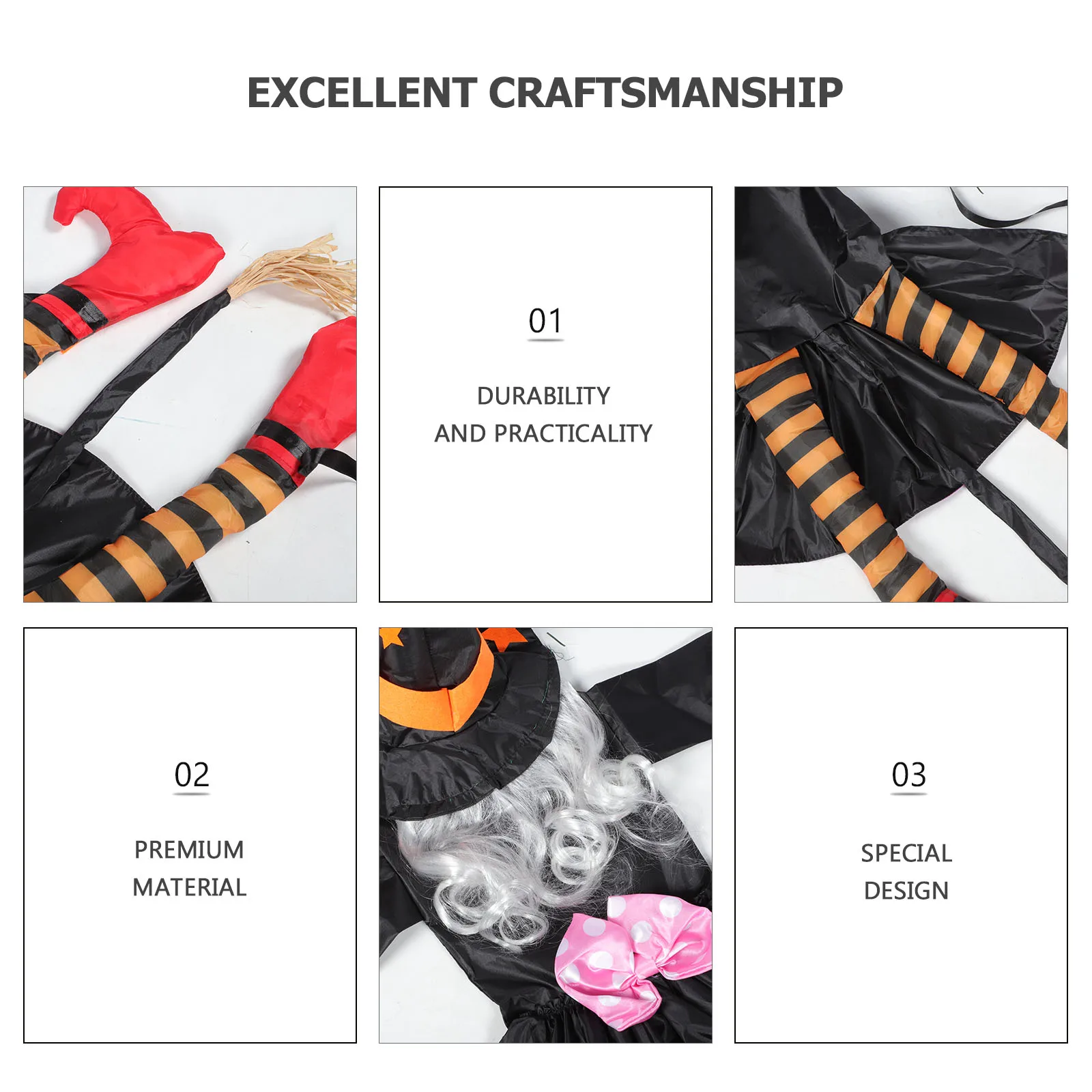 

Funny Crashed Halloween Witch Pendant Outdoor Tree Hanging Decoration Lightweight Durable Party Supply Garden Decor Halloween