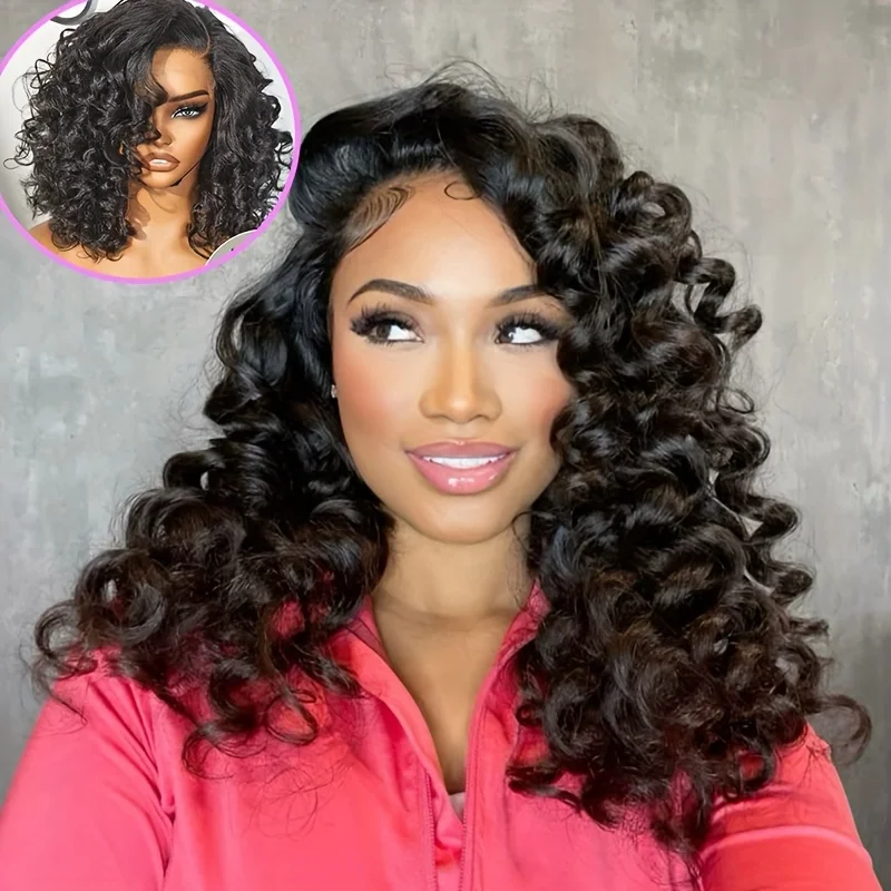 

Curly Bob Wig Human Hair 13X4 Water Wave Lace Front Wig Human Hair Pre Plucked 250% Density Curly Bob Wigs for Women
