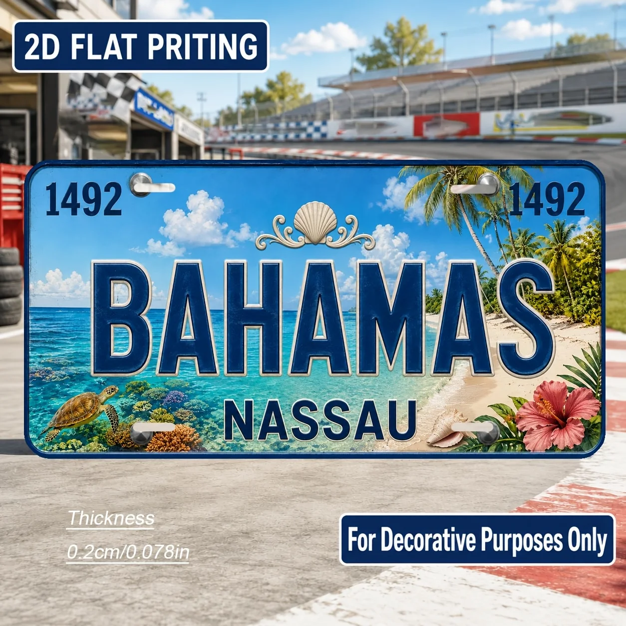 2D Flat, [2D Flat] 2D Flat Print, 1pc, Bahamas Islands Themed Vintage Sign, Home Decor, Birthday Gift, Vintage Wall Art, Indu