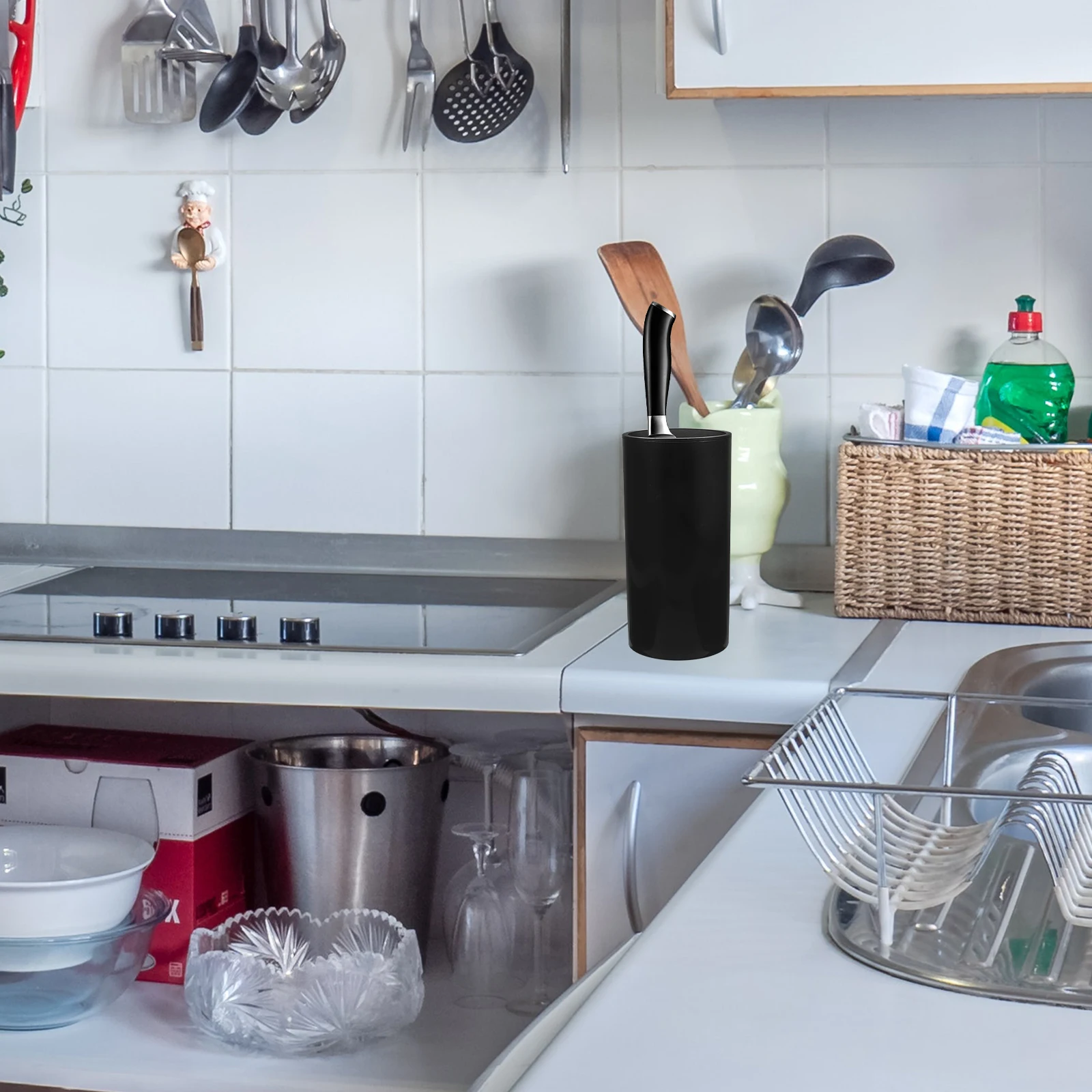 

1pc Knife Holder With Bottom Hole Design Easy Drainage Air Permeable Multifunctional Cutter Storage Rack Kitchen Utensil