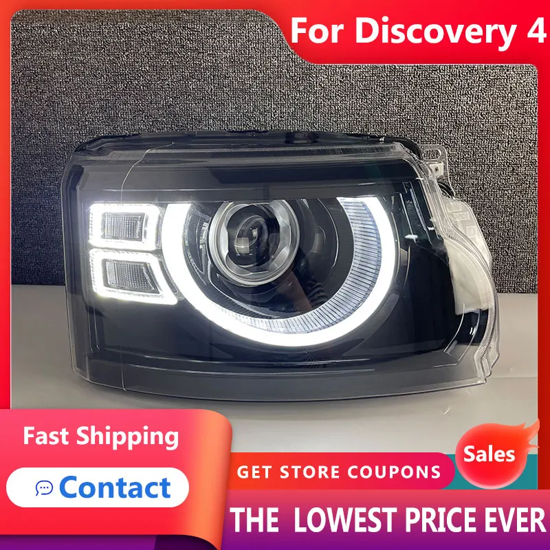 HANA Car Accessories For Land Rover Discovery 4 Headlights 2010-2017 LED Headlight DRL Angel Eye Projector Lens Beam Head Light