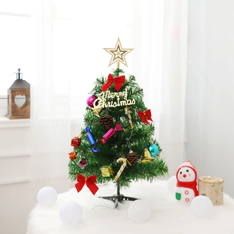 Hot Sale 50cm Christmas Tree Home Decoration PVC Artificial Xmas Ornaments Small Christmas Tree Party New Year 2025 with light