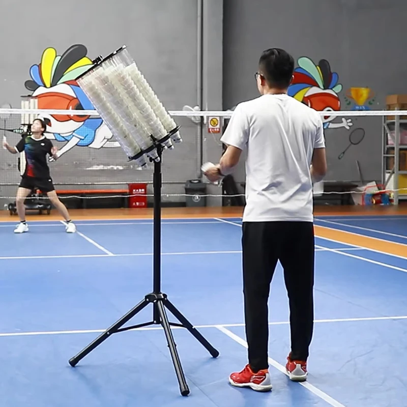 Adjustable Badminton Serve Assist Device Large Capacity Badminton Feeding Tube Foldable Ball Machine Portable Sports Accessory