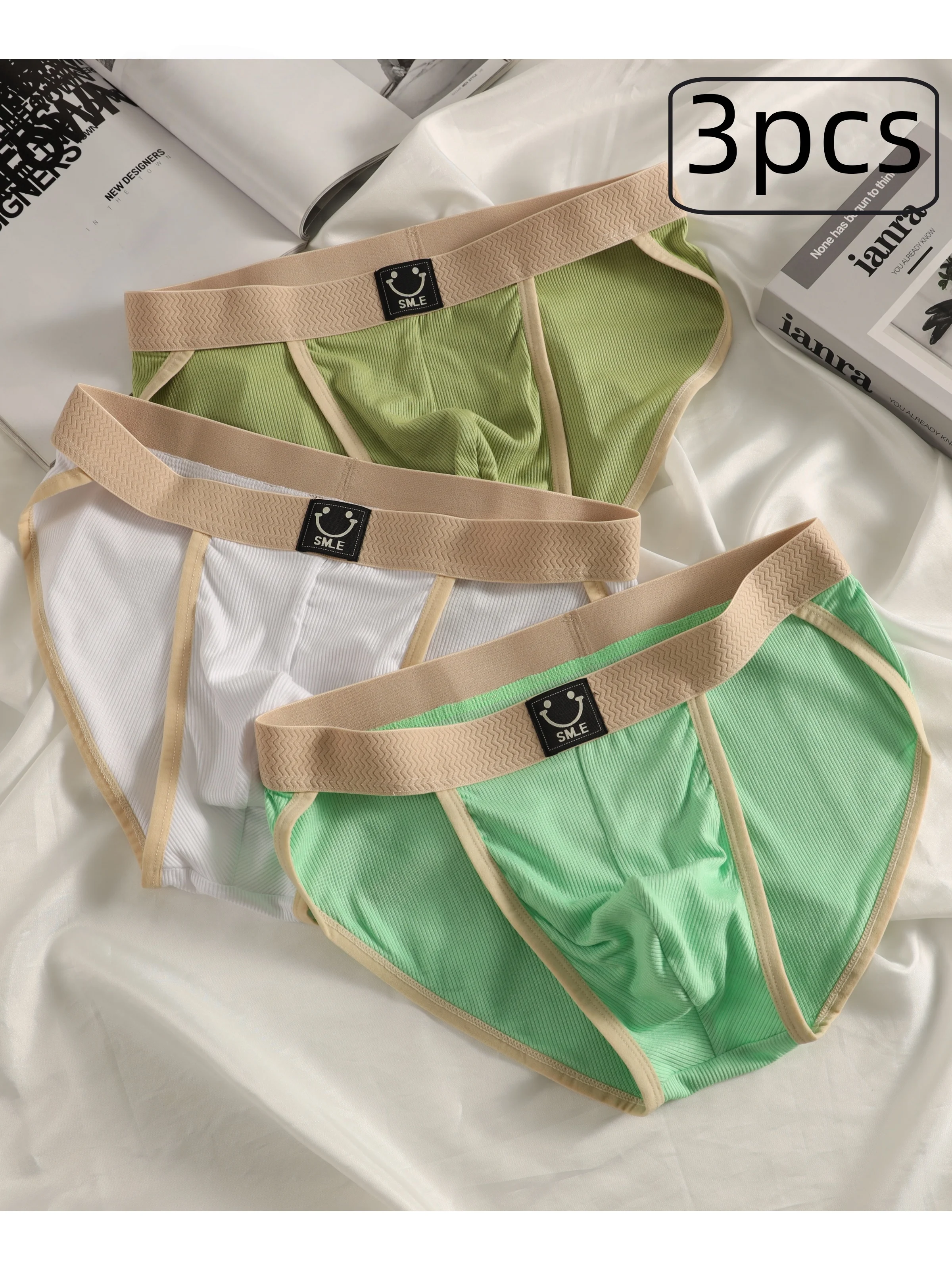 Three-Piece Set of Men's Modal Skin-Friendly, Comfortable, High-Cut Breathable Briefs