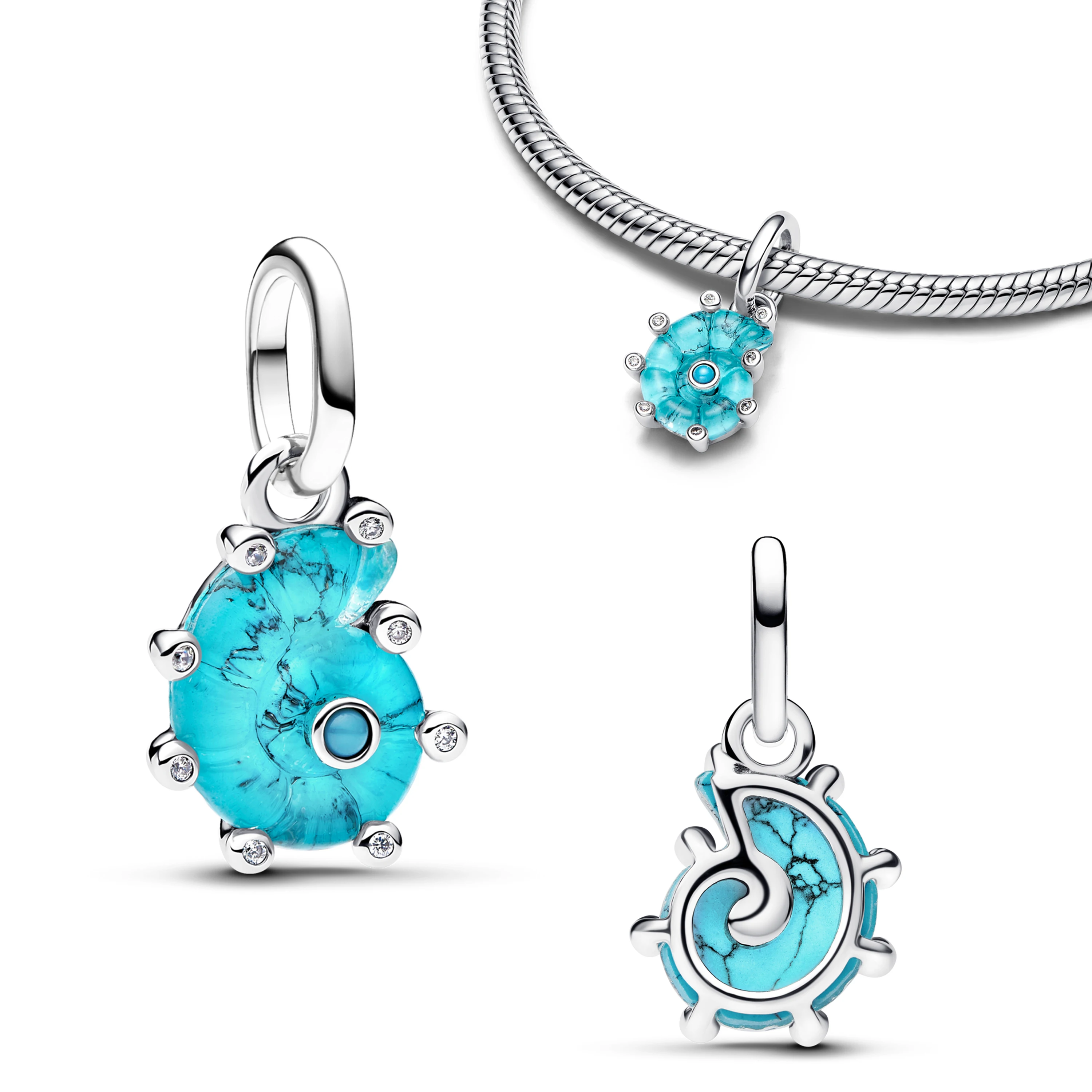 جديد 925 فضة دلايات المزجج محارة بلاتا دي لي دلاية مجوهرات الخرز الأصلي النساء سوار DIY بها بنفسك مجوهرات Hot البيع هدية #5