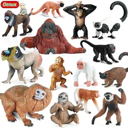 Oenux Wild Animals Simulation Soth Golden Snub-nosed Monkey Gibbon Chimpanzee Orangutan Model Action Figures Collection Kids Toy