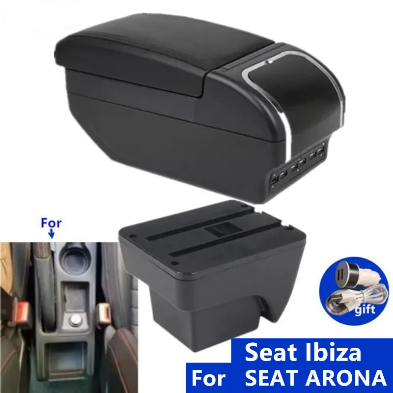 Reposabrazos para SEAT ARONA, caja de almacenamiento de doble capa para Seat Ibiza, portavasos, accesorios interiores de reequipamiento dedicados para coche