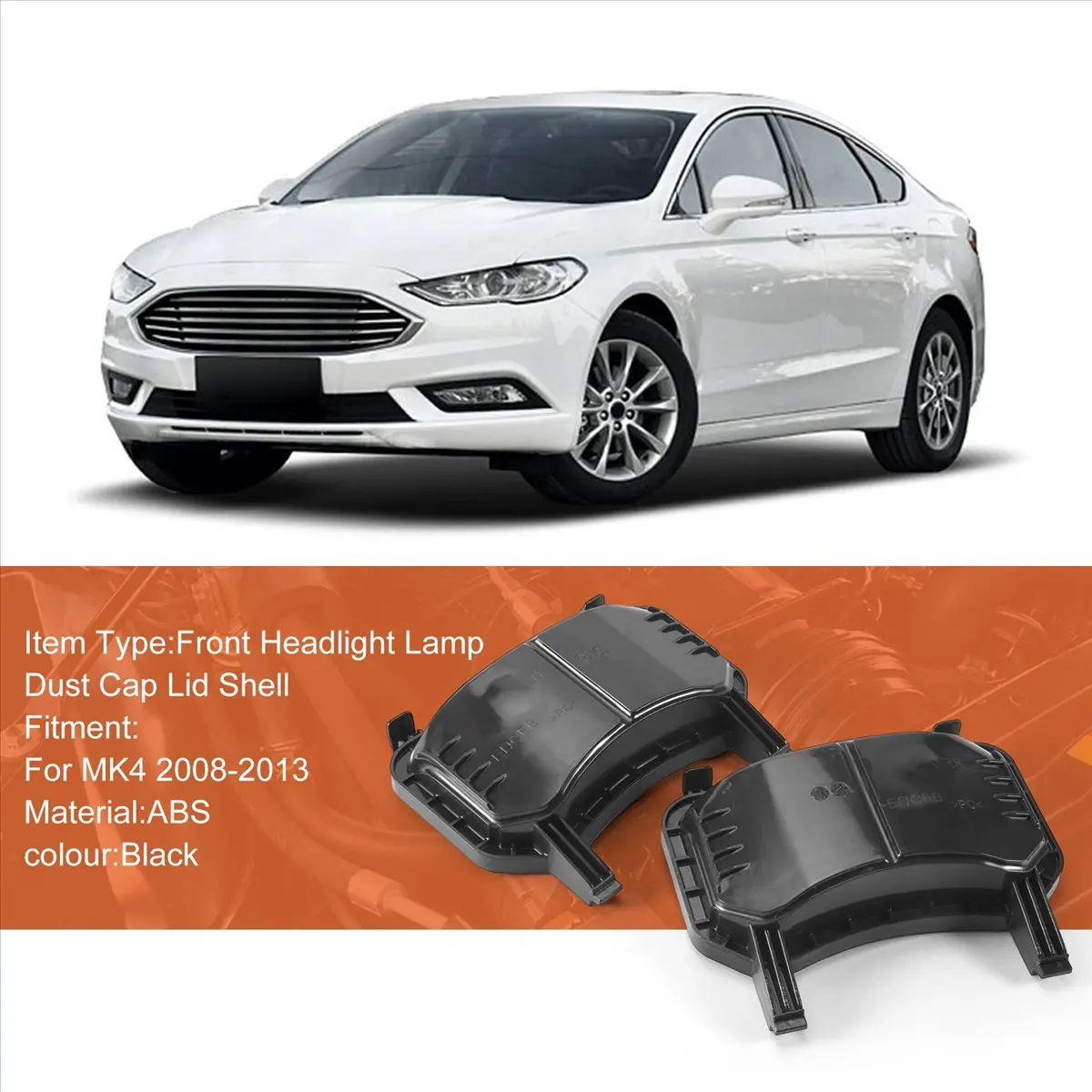 #39H Automotive Parts & Accessories,1Pair Car Front Headlight Dust Cap for Ford Mondeo MK4 2008-2013 (Black) view 5