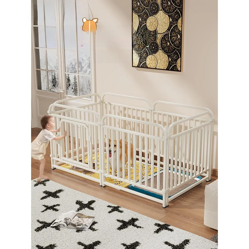 indoor-dog-fence-pet-barrier-small-to-medium-dogs-protection-cage-iron-art-single-layer-no-toilet-tray-for-training-spaces