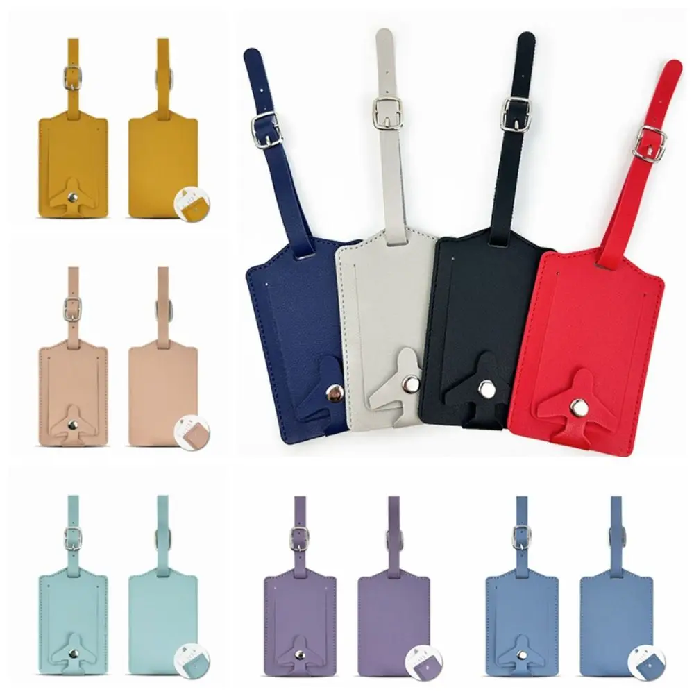 

Durable PU Leather Luggage Tag Airplane Buckle Thickened Suitcase Label Flip Cover Anti Lost Boarding Pass Luggage