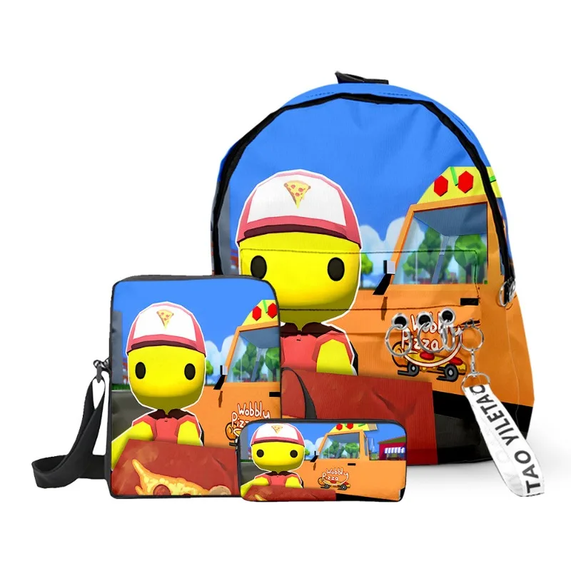 

3pcs/set Game Wobbly Life Creative Cute Primary Secondary School Students Schoolbag Backpack Pencil Case Shoulder Bag Supplies