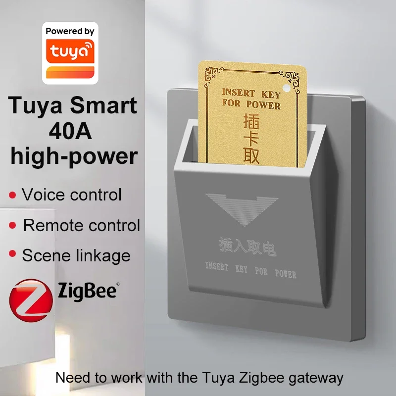 Tuya Zigbee3.0 Card Power Switch Key Card Electricity Recognition Switch Panel Energy Saving Card Sensing Power Switch for Hotel