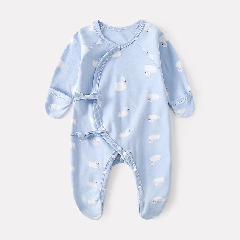 Boys Girls Cotton Rompers Infant With Anti - Scratch Glove Boneless Sewing Clothes 0-6 Month Newborn Jumpsuit Baby