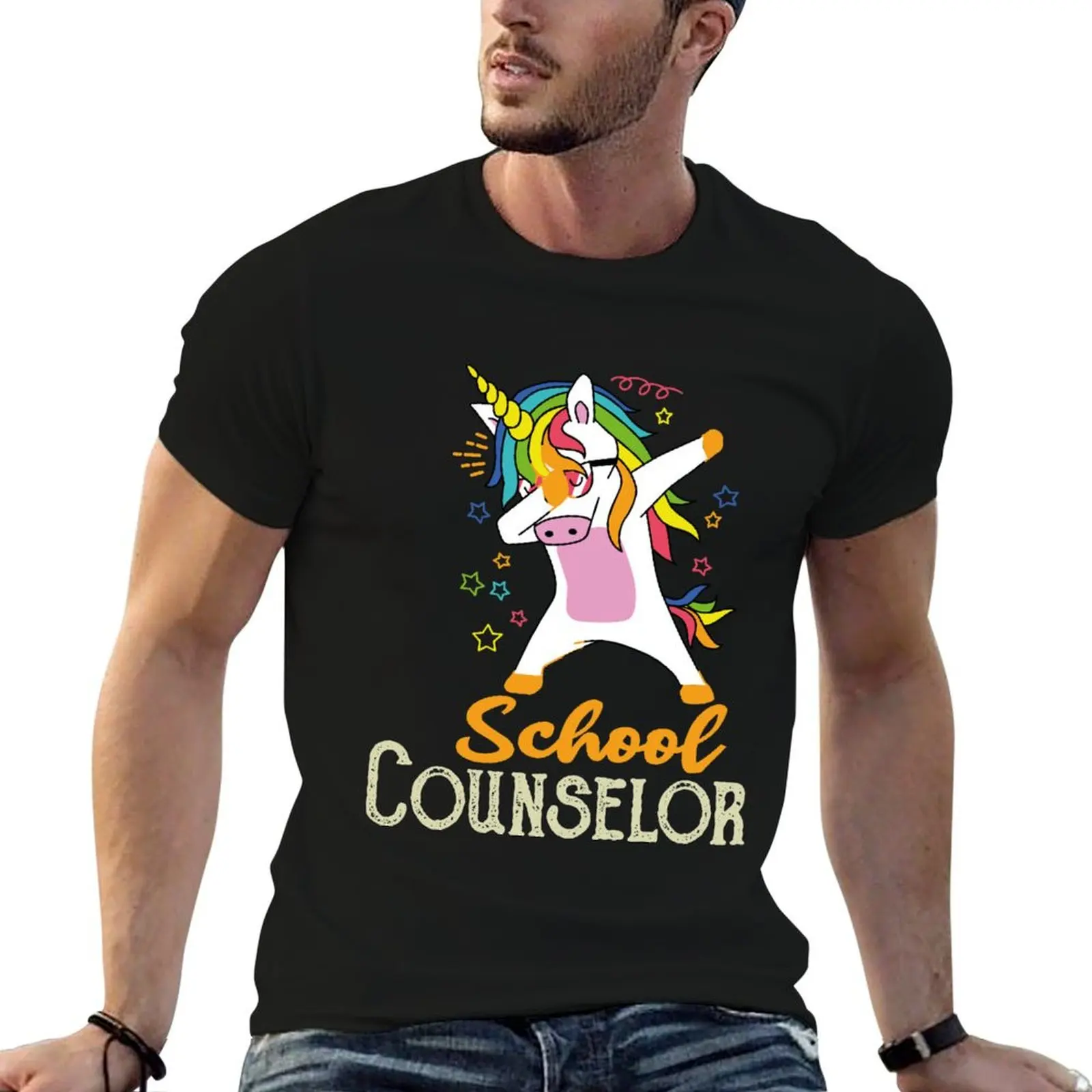 Love School Counselor Rainbow Hair Unicorn Teacher Gift T-Shirt quick-drying vintage t shirts shirts graphic tee clothes for men