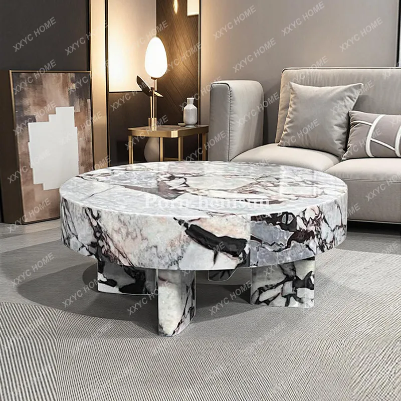 Natural marble coffee table light luxury simple living room elephant white coffee table