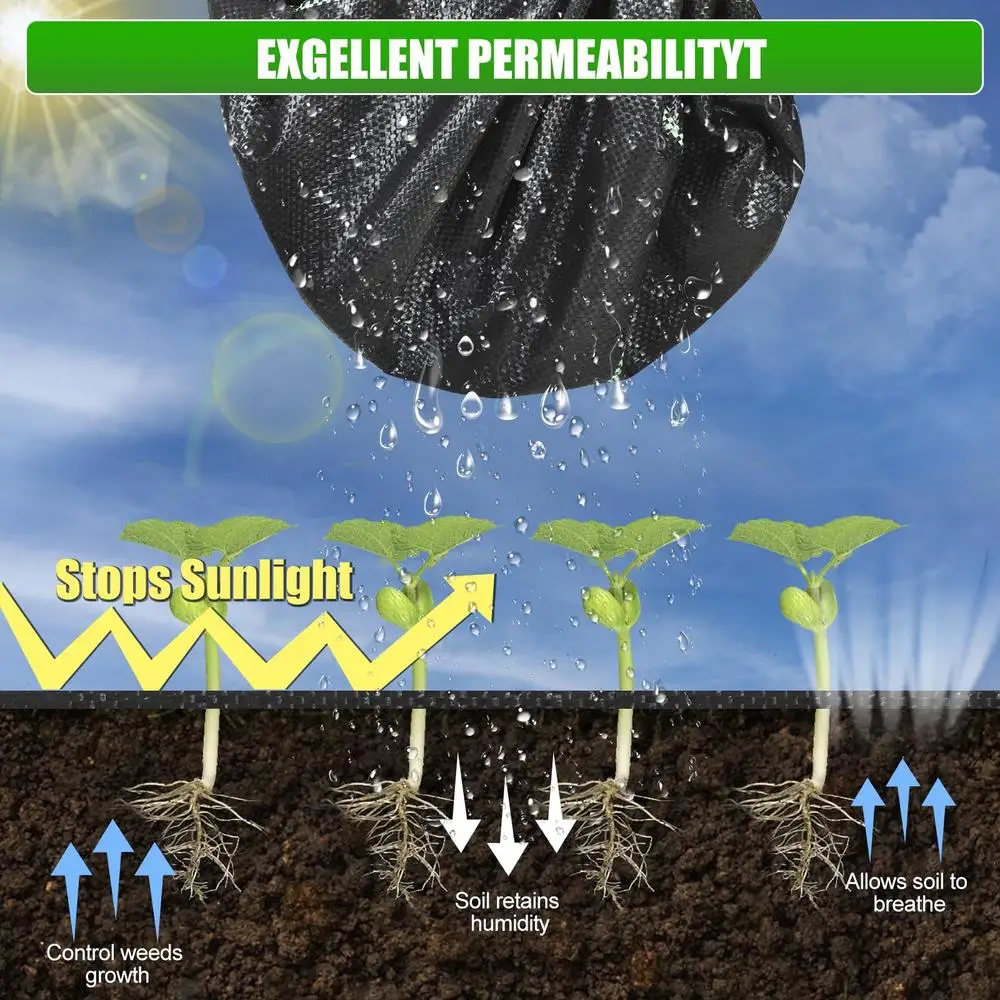 Ткань для контроля сорняков, сверхмощная наземная крышка, пейзажная ткань, французский сливной барьер, 6x300 футов