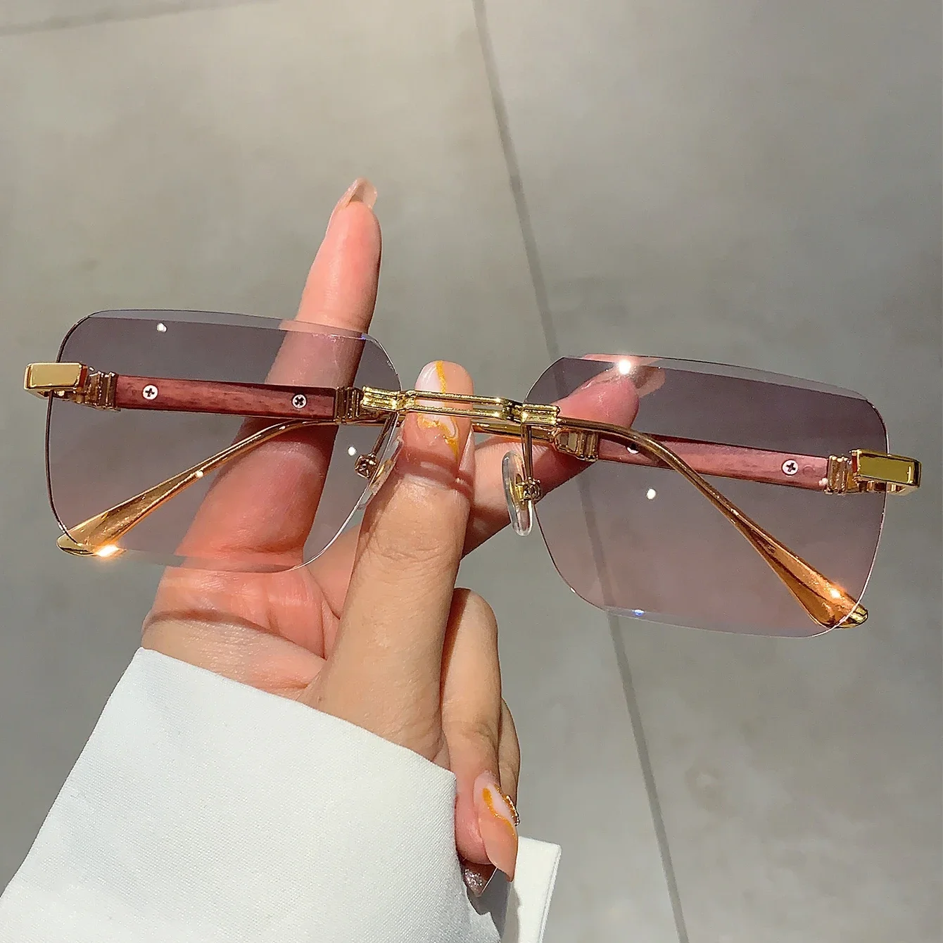 GM LUMIAS Randlose Rechteck Sonnenbrille Männer Neue Stilvolle Vintage Gradienten Ozean Linsen Shades Luxus Marke Designer Sonnenbrille