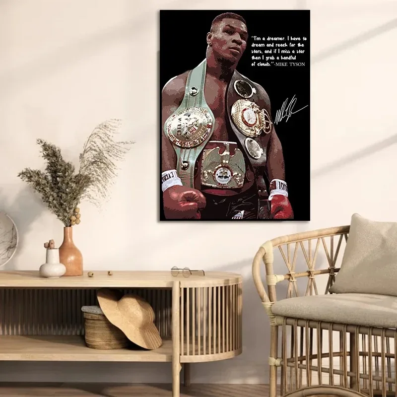 Gym Inspirational Quotes Boxing Legends Mike Tyson Art Posters Canvas Painting Wall Prints Pictures for Living Room Home Decor