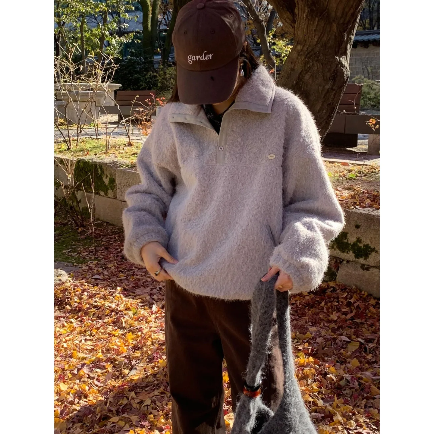 Automne hiver décontracté chaud Sweat Jaet femmes Chic Vintage col Design paresseux haut coréen Sle Streetwear