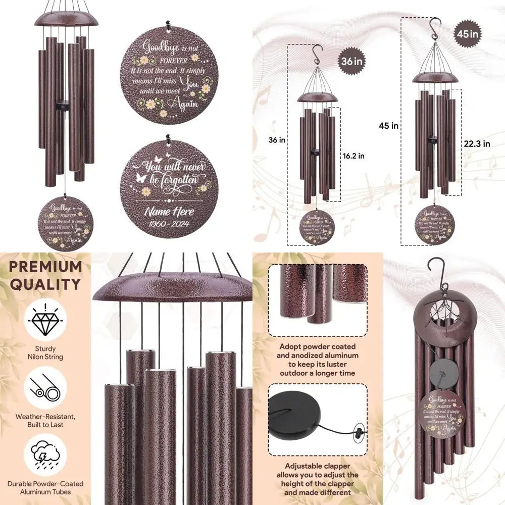 

Sympathy Memorial Wind Chimes - Personalized Gift for Loss of Loved One, Comforting Bereavement and Memorial Tribute